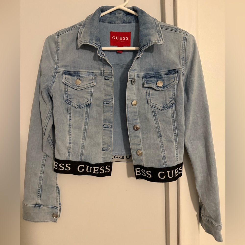 GUESS Light Blue Cropped Denim Jacket